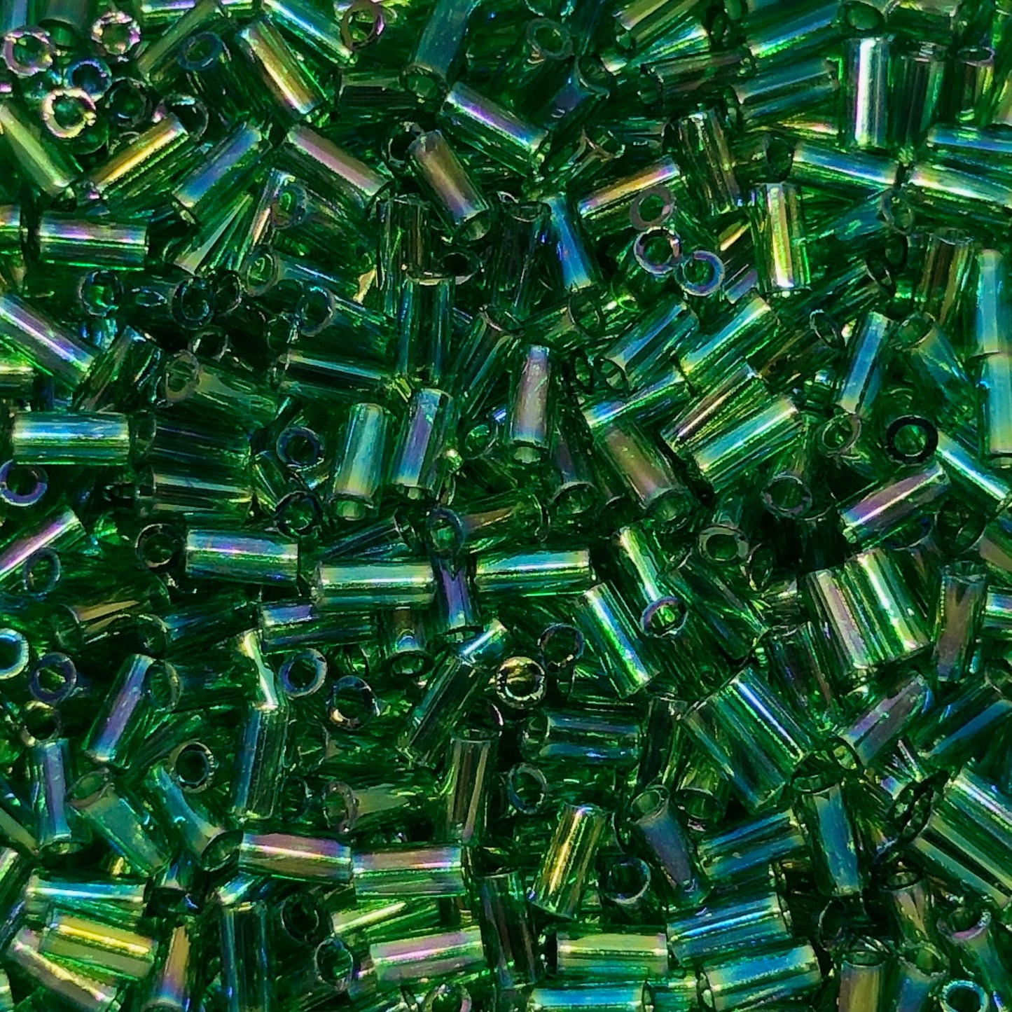 #179 Bugle 3mm Transparent Green AB