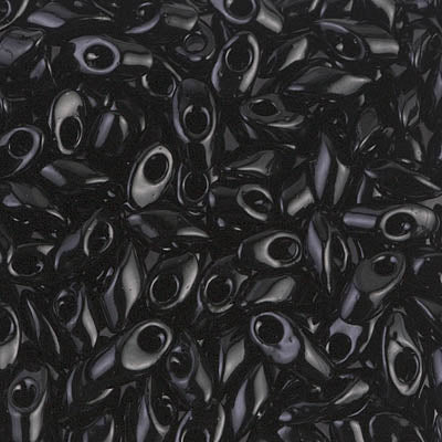 #401 Opaque Black Long Magatama