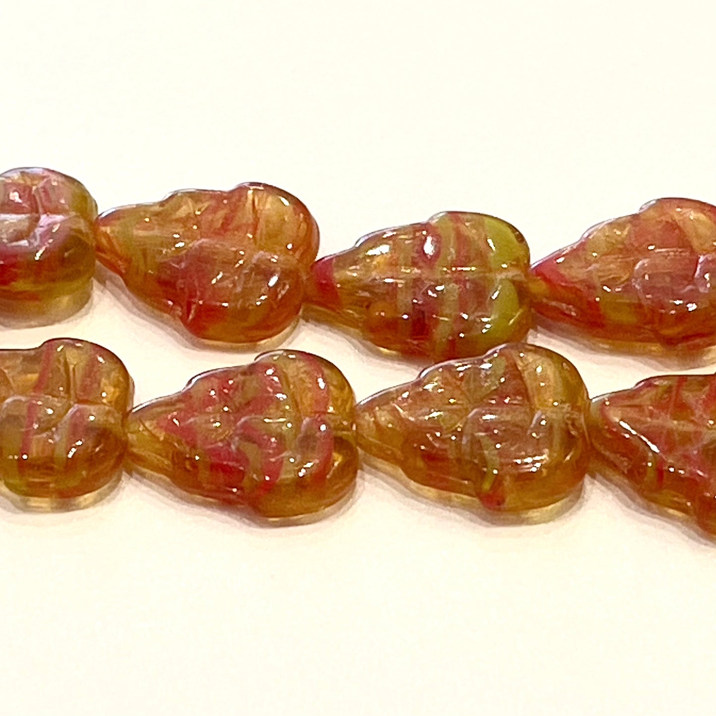 12X10mm Yellow Orange Leaf Beads