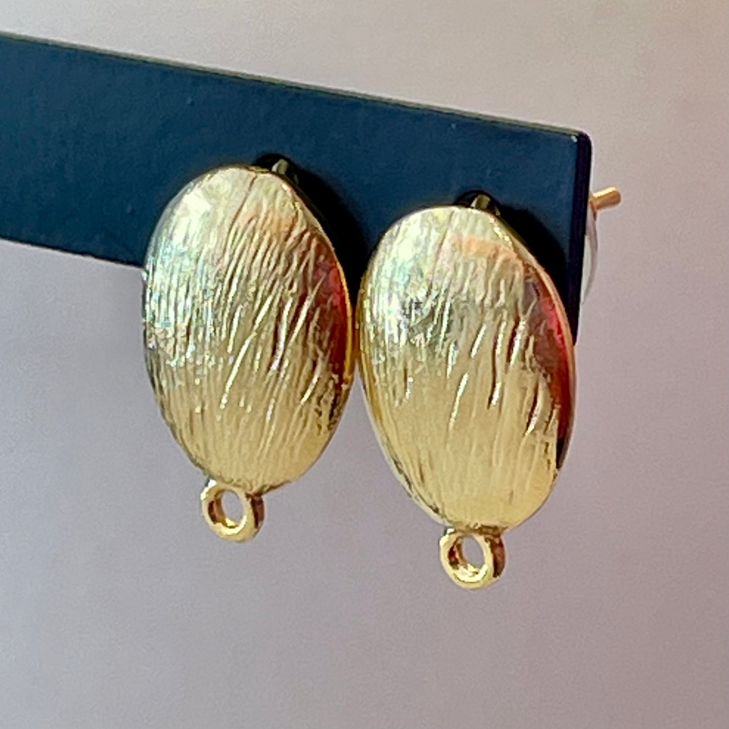 Gold Plated Textured Oval Post Earring