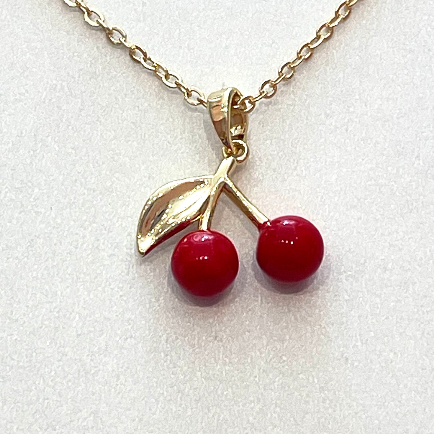 21mm Gold Plated Enameled Cherries