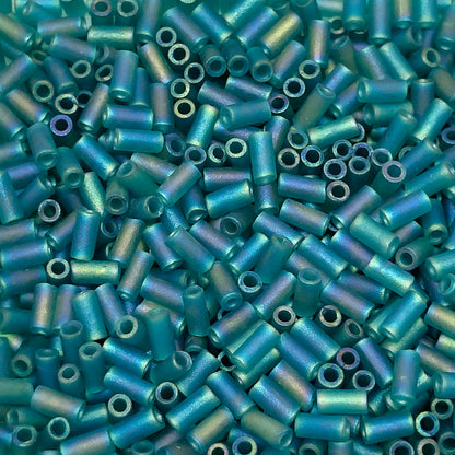 #2405FR Bugle 3mm Matte Transparent Teal AB