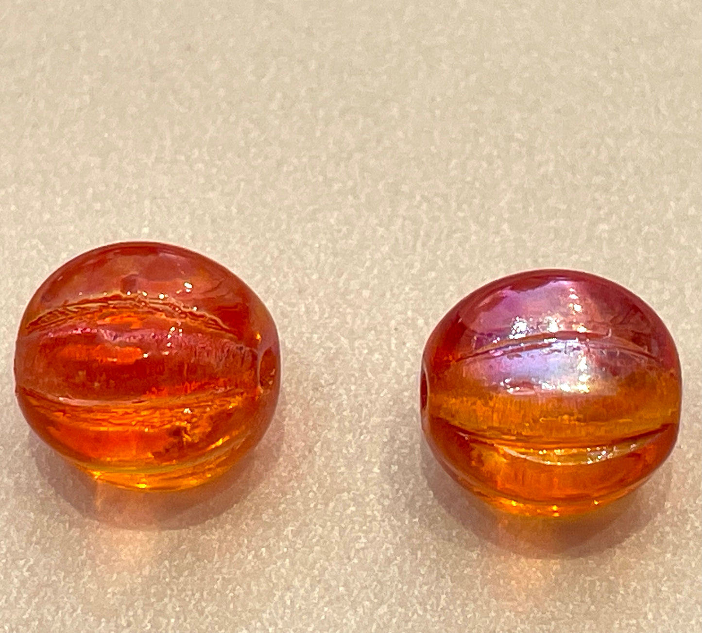 Red/Orange Czech Flower Pairs