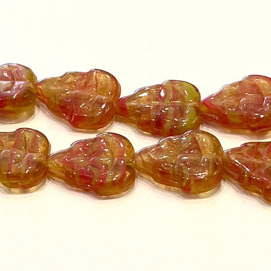 12X10mm Yellow Orange Leaf Beads