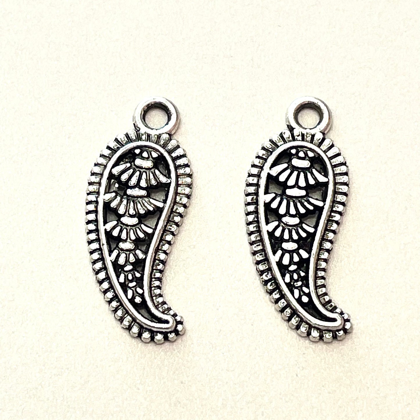 28mm Silver Paisley Charm