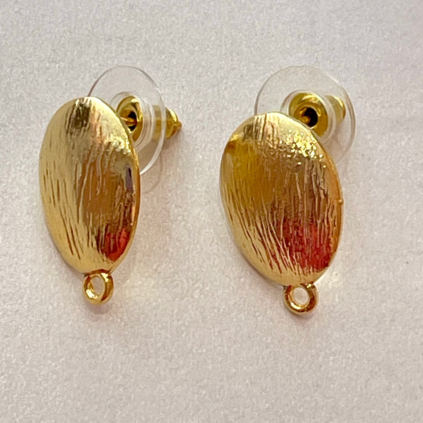 Gold Plated Textured Oval Post Earring