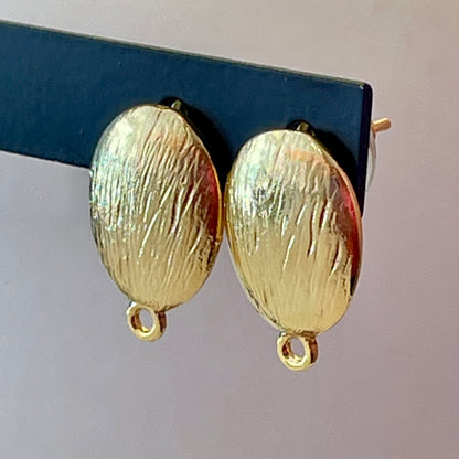 Gold Plated Textured Oval Post Earring