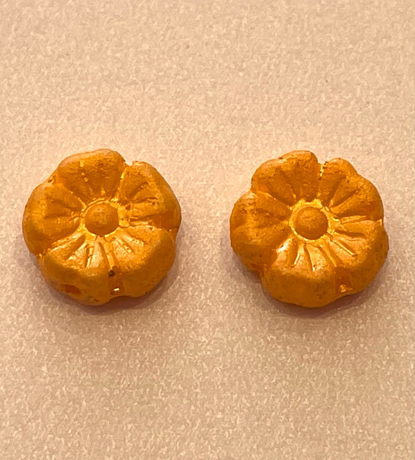 Red/Orange Czech Flower Pairs