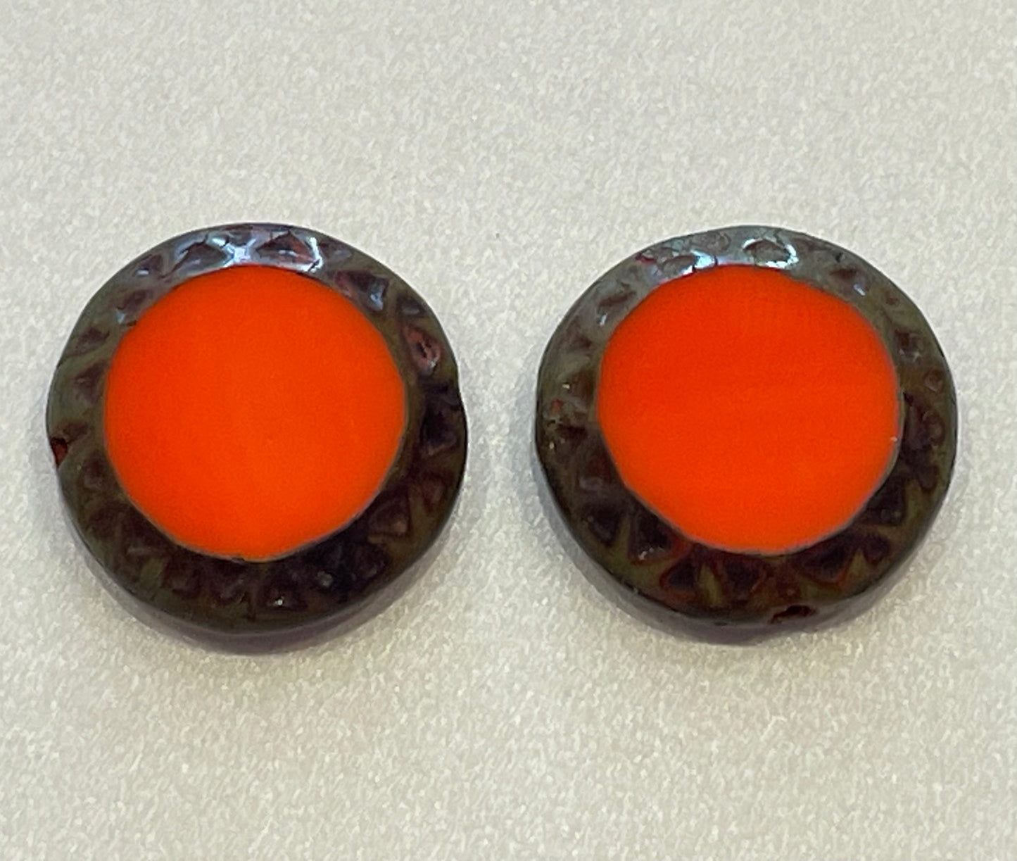 TC Red/Orange Czech Flower Pairs