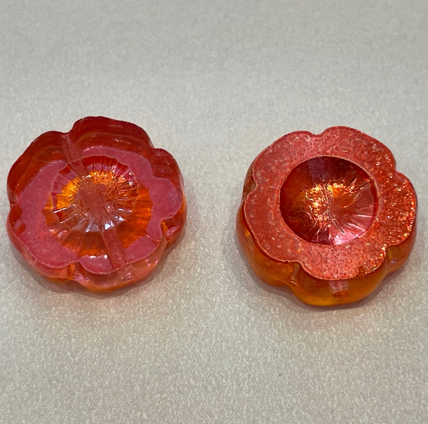 TC Red/Orange Czech Flower Pairs