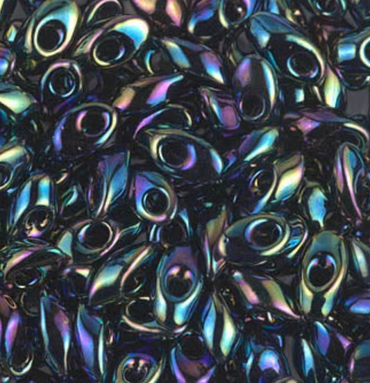 #455 Metallic Variegated Blue Long Magatama