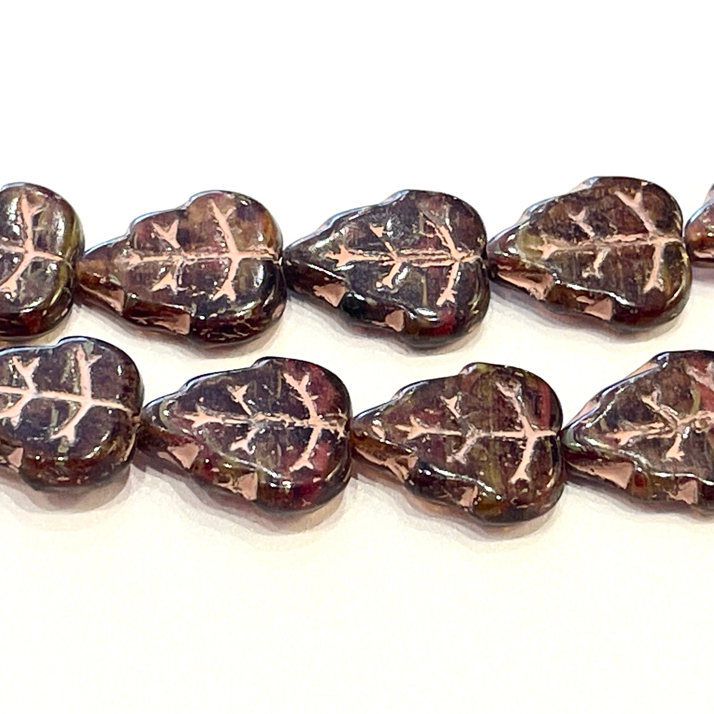 12X10mm Brown Picasso Leaf Beads