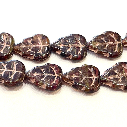 12X10mm Brown Picasso Leaf Beads