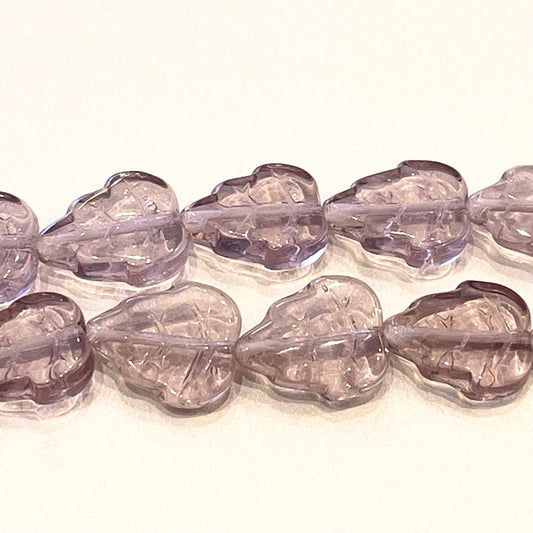 12X10mm Light Amethyst Leaf Beads