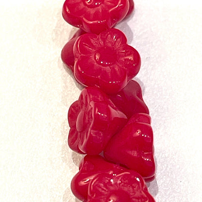 7mm Bell Flowers Opaque Red