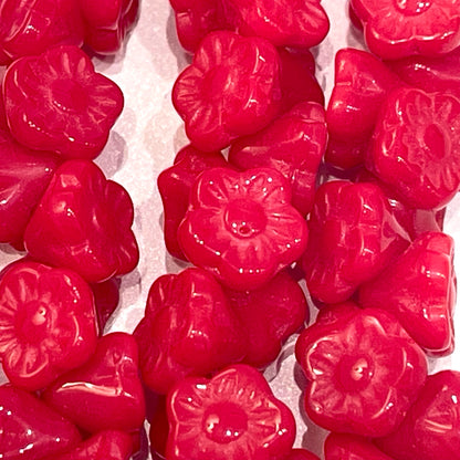 7mm Bell Flowers Opaque Red