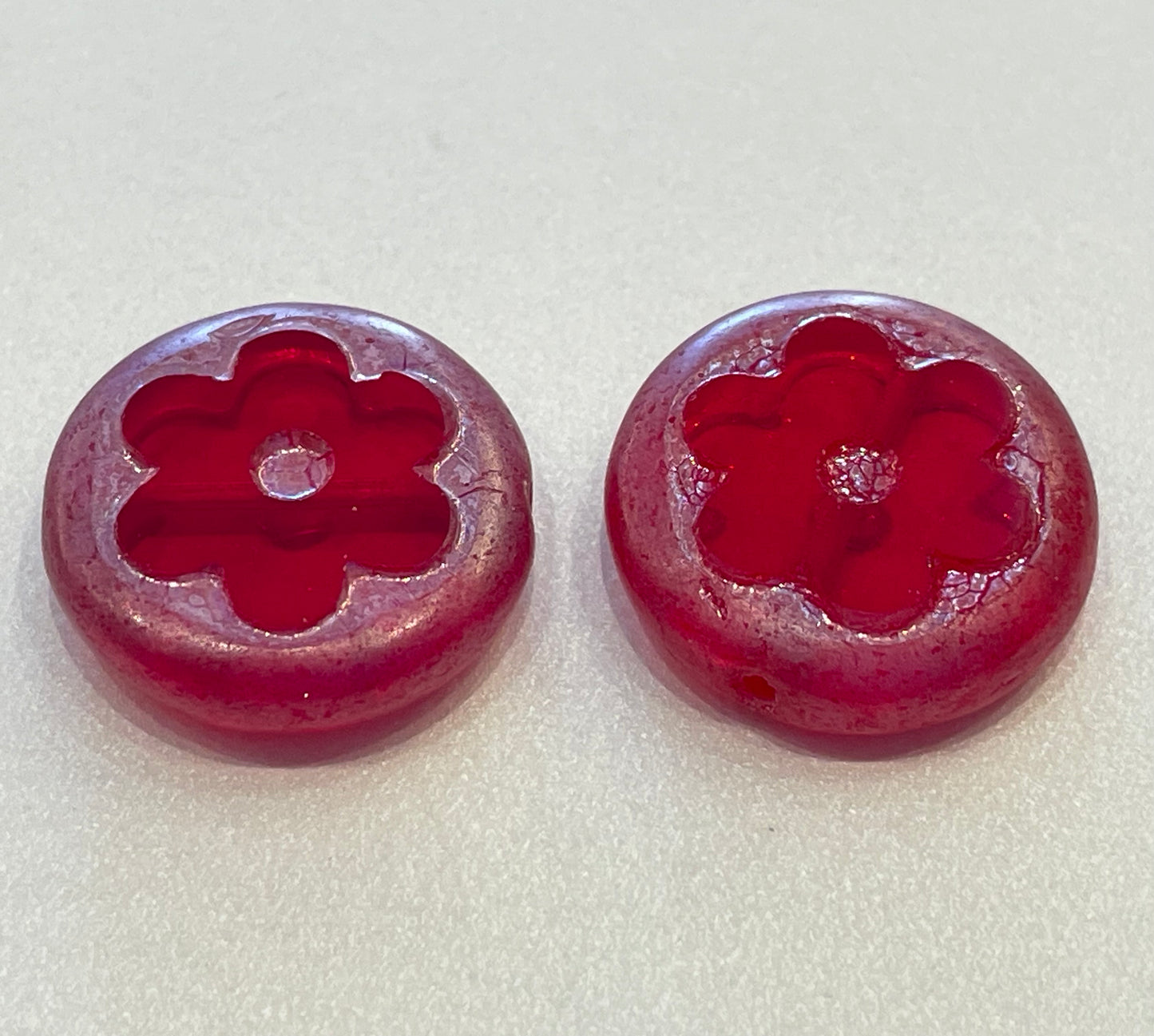 TC Red/Orange Czech Flower Pairs