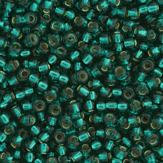 57710 Silver Lined Round Hole Teal 11* 10 grams