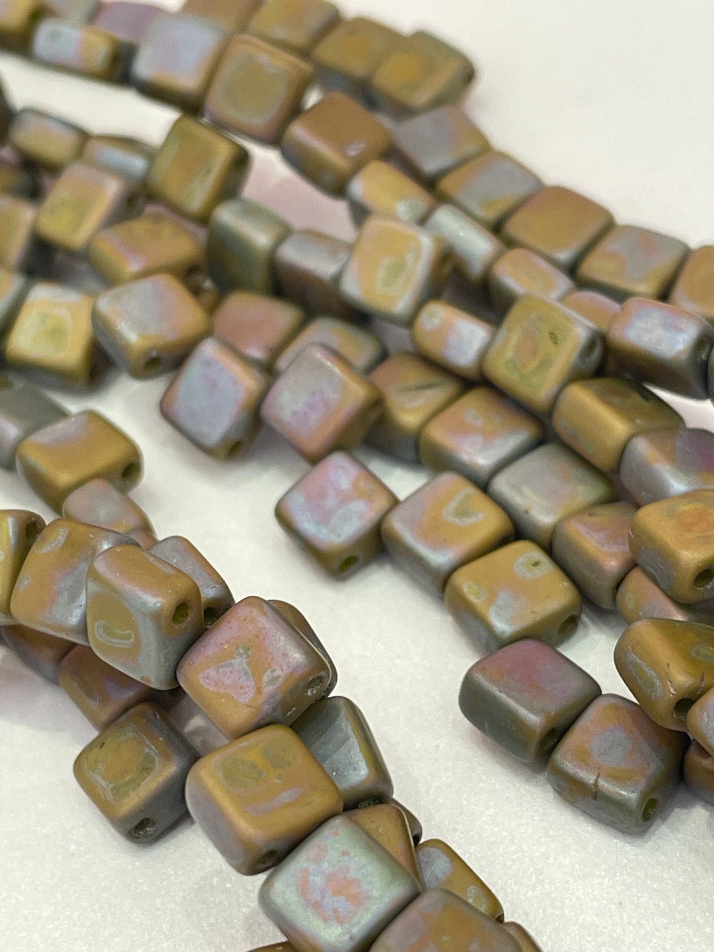 5mm 2 Hole Tile Green Nebula Matte