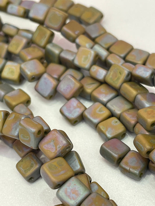 5mm 2 Hole Tile Green Nebula Matte